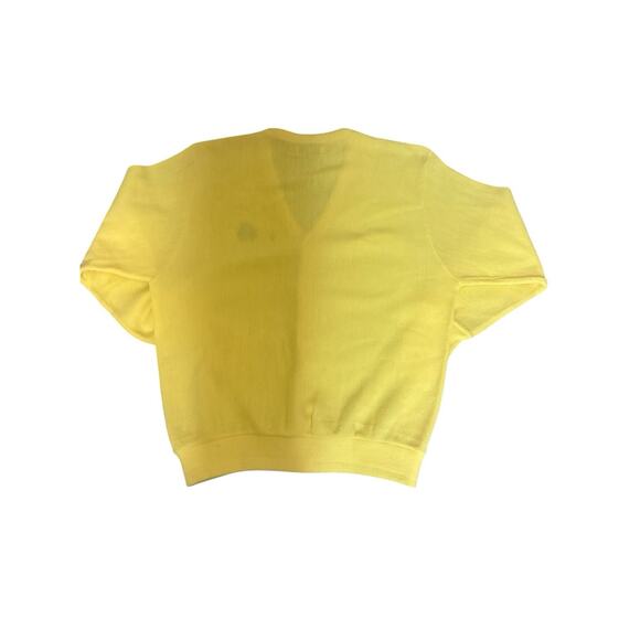Vintage IZOD Butter Yellow Grandpa Academia Preppy Cardigan Sweater USA Mens XL - Picture 2 of 12
